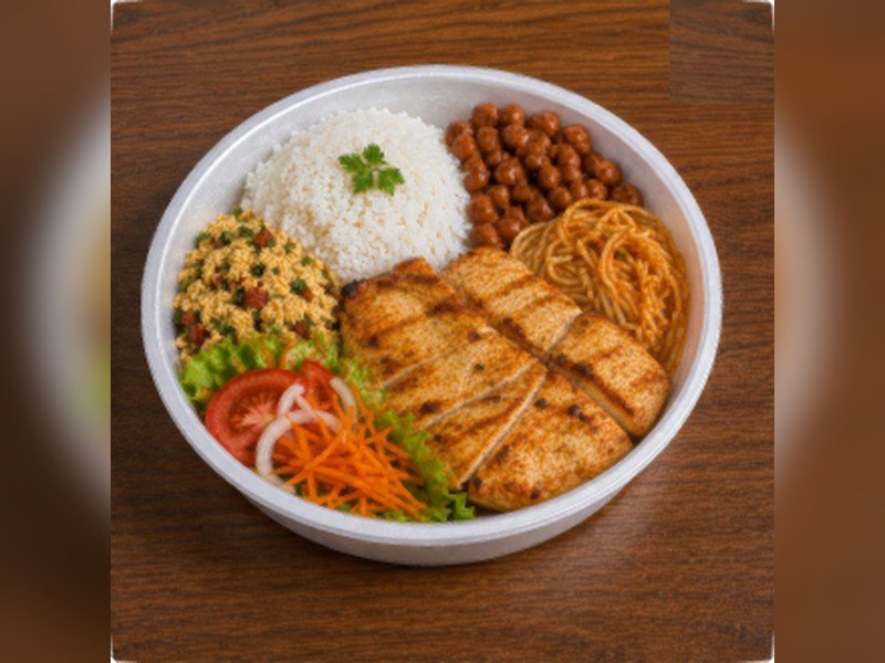 Marmita de bife de frango grelhado